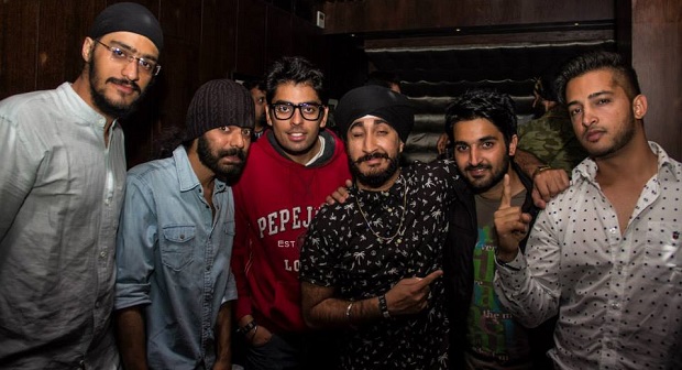 Canadian YouTube star Jus Reign (in centre) and Punjabi actor Rupan Bal (far right)